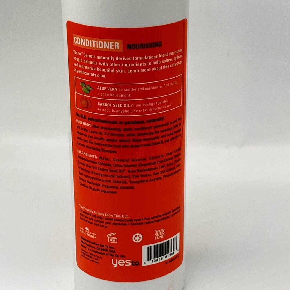 Yes To Carrots Nourishing Conditioner 500 ML / 16.9 Fl Oz Paraben-Free Aloe - Picture 10 of 15